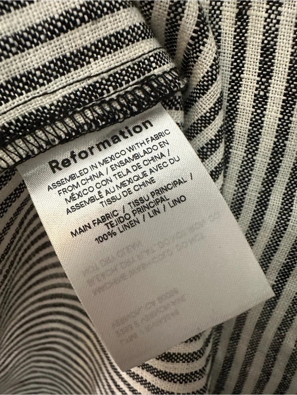 REFORMATION Allira 100% Linen Slim Fit Dress Vineyard Stripe Size 4